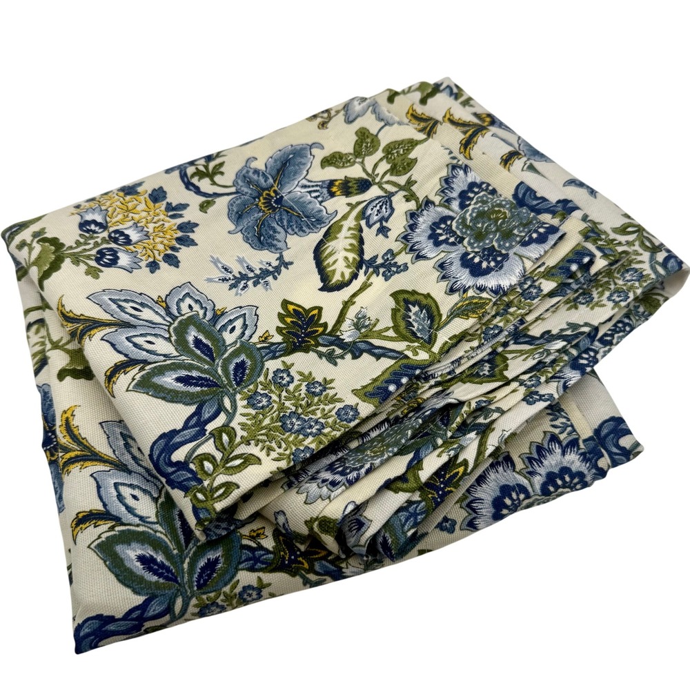 Waverly Blue Green Jacobean Floral Curtain Panel 84" x 40" Rod Pocket Botanical